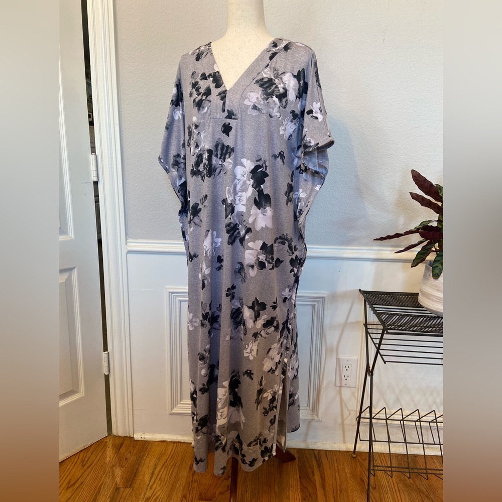 iRelax Printed Recycled-Knit Caftan Mumu Oversized Gown size large/XL